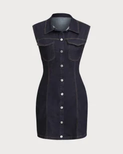 Blue Denim Sleeveless Mini Dress