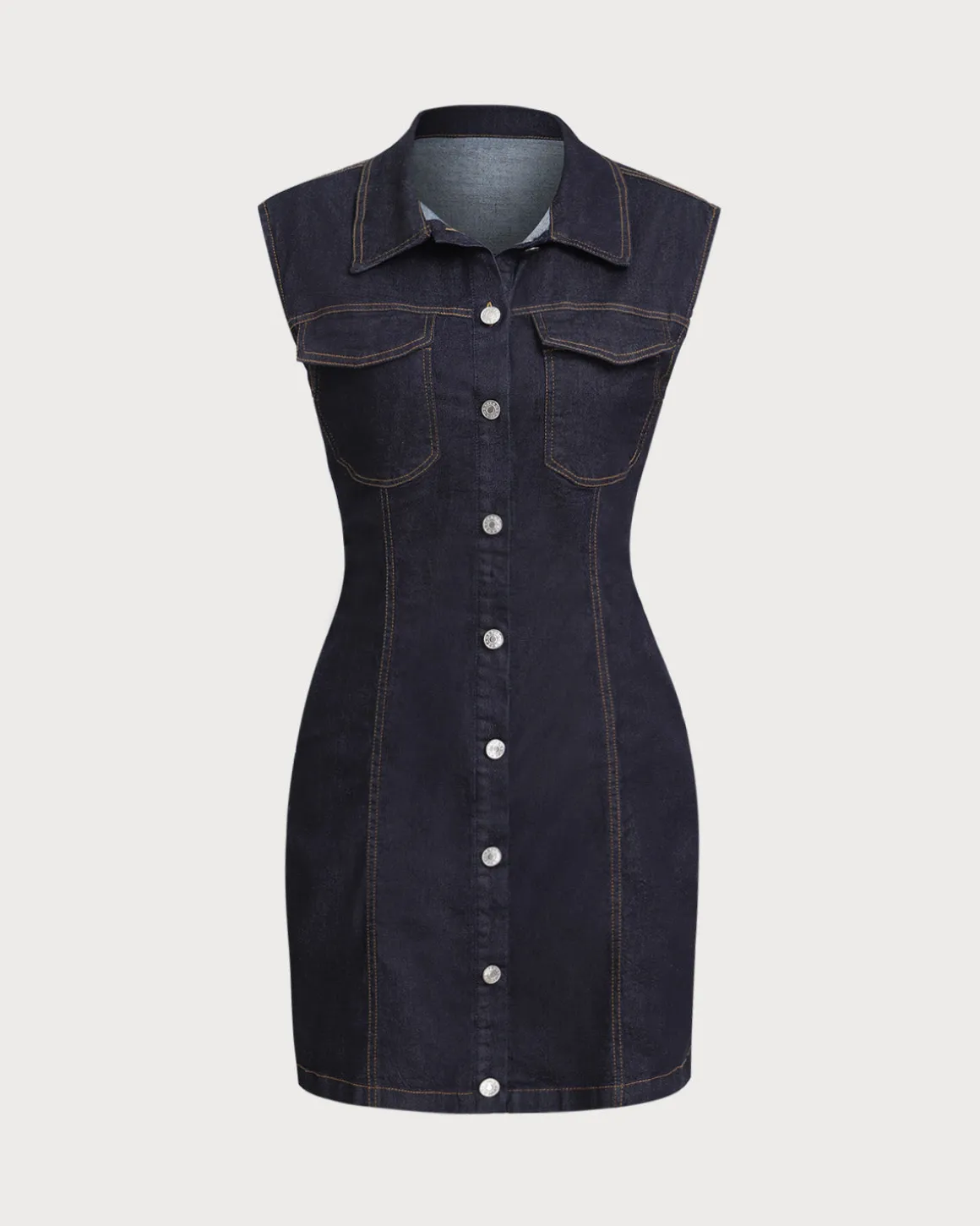 Blue Denim Sleeveless Mini Dress