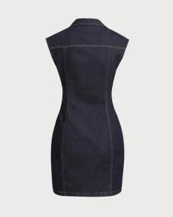 Blue Denim Sleeveless Mini Dress