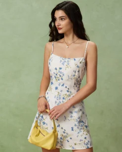 Blue Floral A-Line Slip Mini Dress