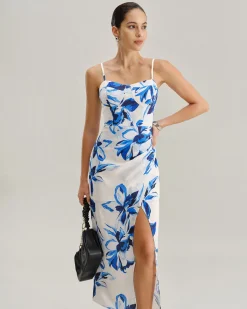 Blue Floral Bohemian Slip Maxi Dress