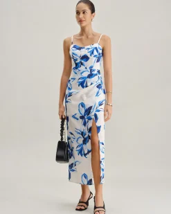 Blue Floral Bohemian Slip Maxi Dress
