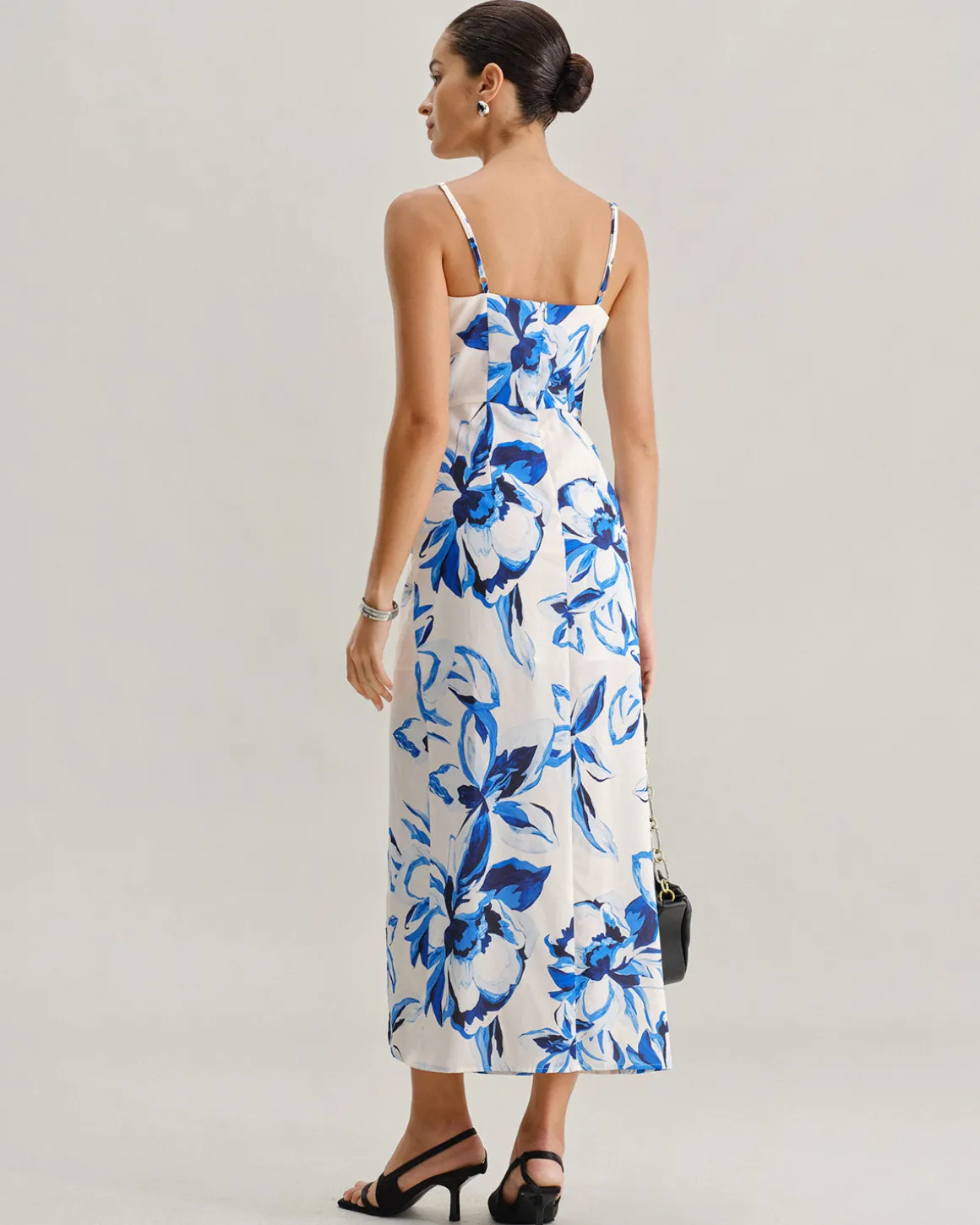 Blue Floral Bohemian Slip Maxi Dress