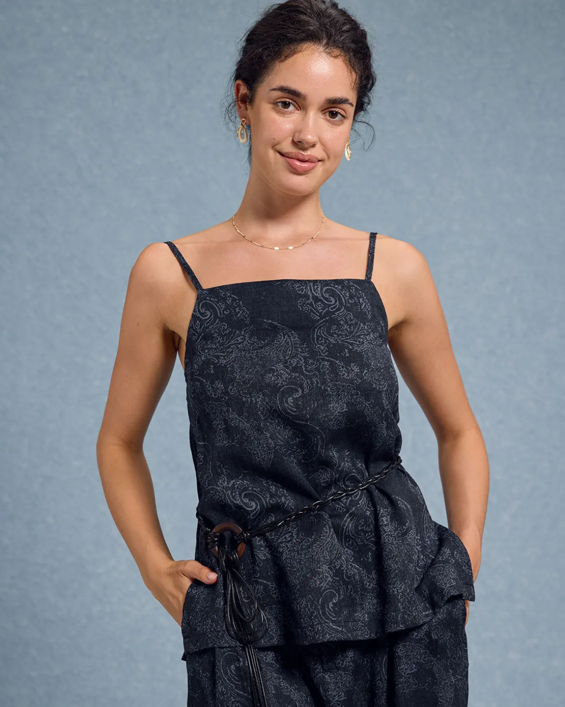 Blue Floral Cami Top