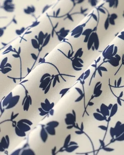 Blue Floral High-waisted Wrap Midi Skirt