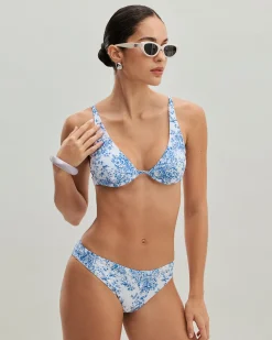 Blue Floral Low Waisted Bikini Bottoms
