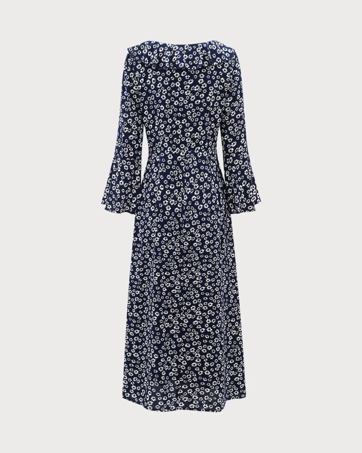 Blue Floral Ruffle Chiffon Maxi Dress