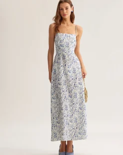Blue Floral Slip Maxi Dress