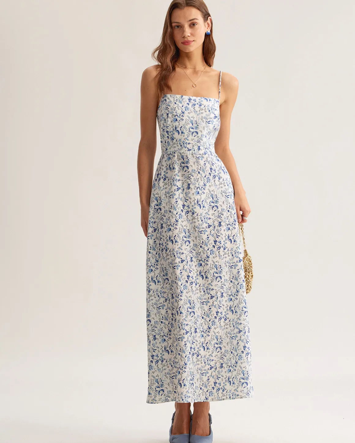 Blue Floral Slip Maxi Dress