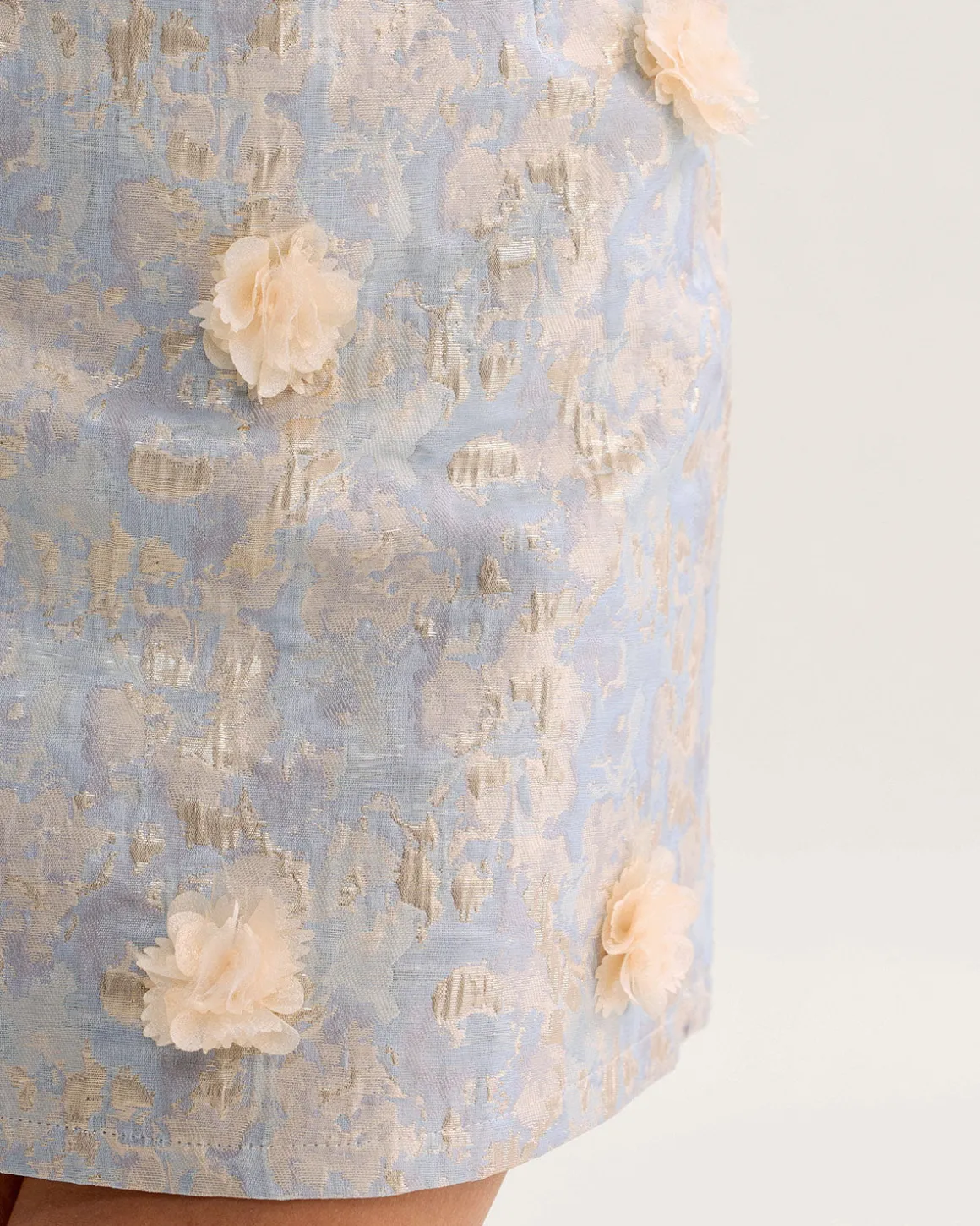 Blue Floral Textured A-Line Mini Skirt