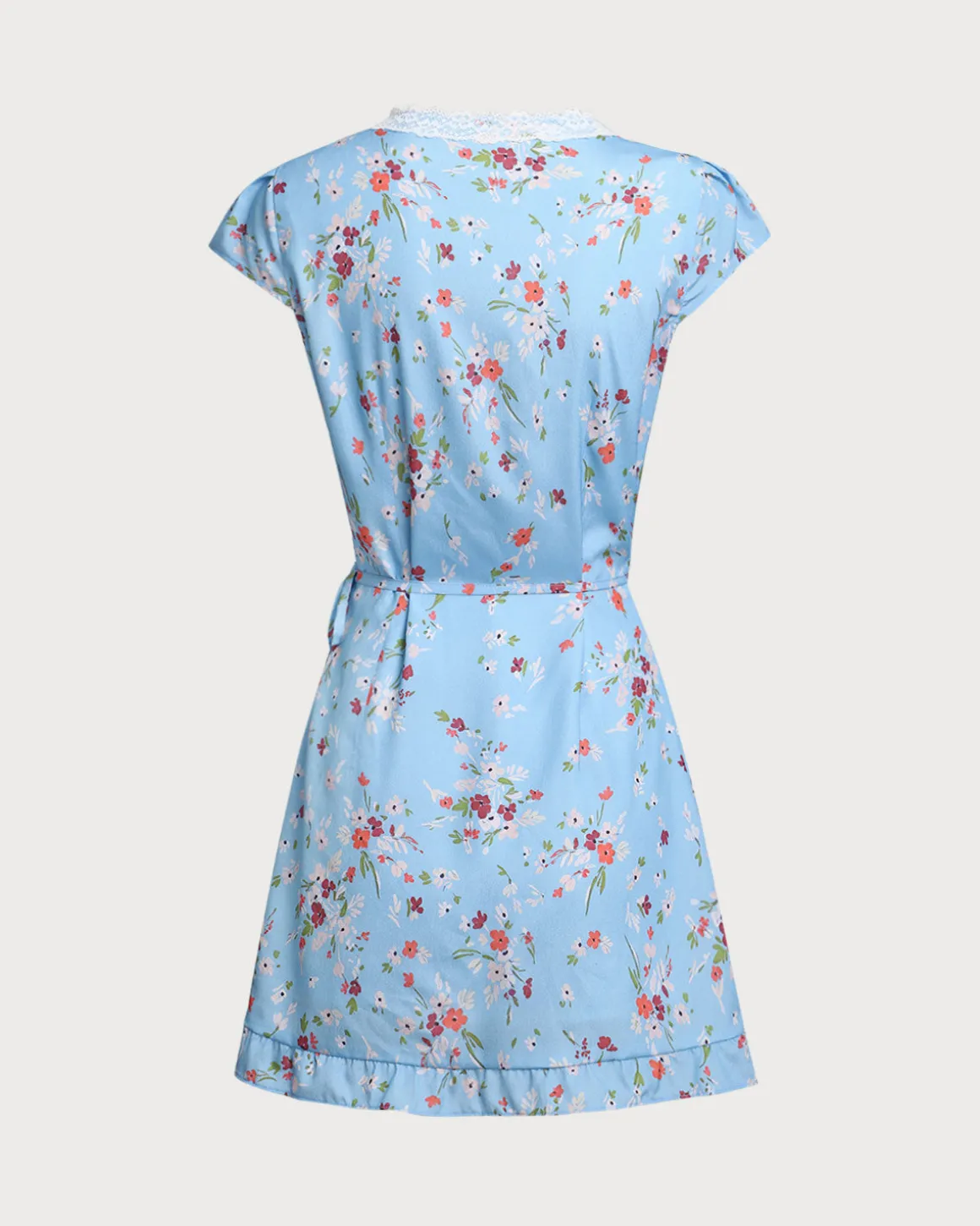 Blue Floral Wrap Mini Dress