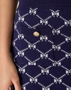 Blue Geometric Knit Mini Skirt