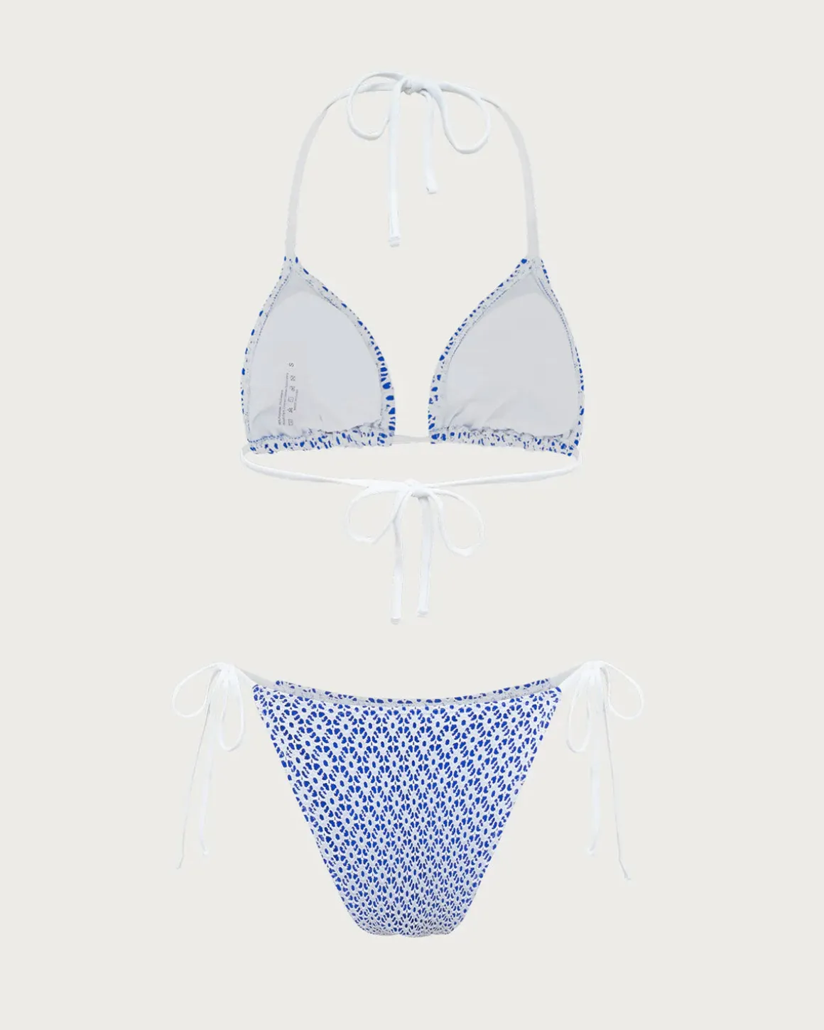 Blue Geometric Triangle Drawstring Bikini Set