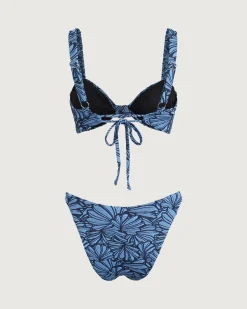 Blue Geometric Twist Bikini Set