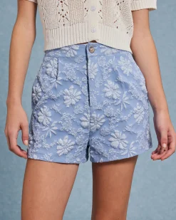 Blue Jacquard Shorts