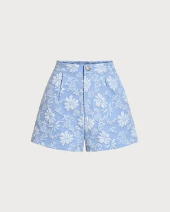 Blue Jacquard Shorts