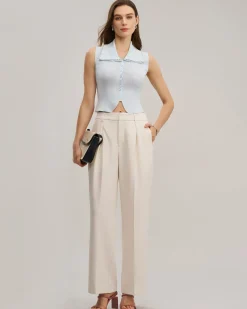 Blue Knit Cropped Tank Top