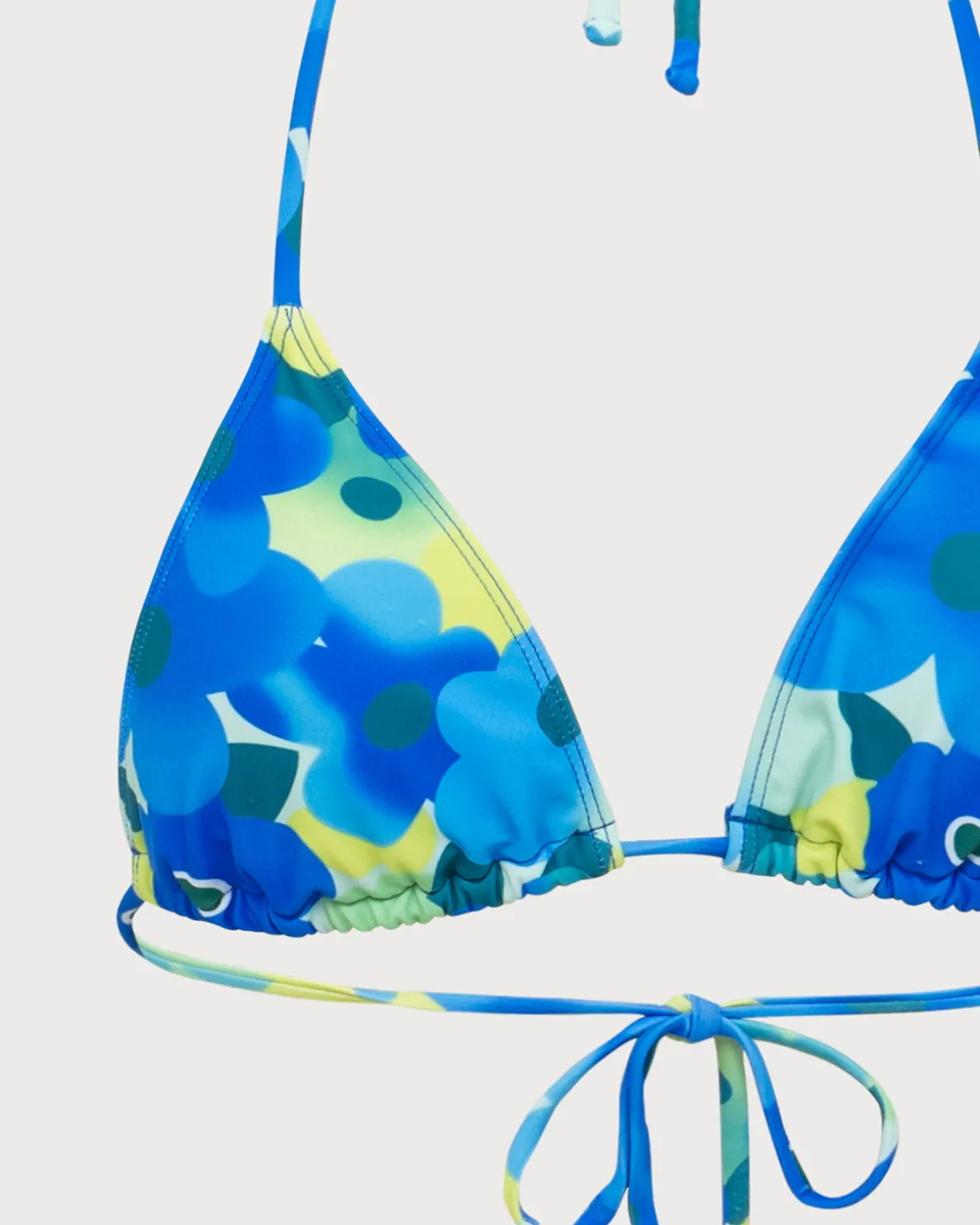 Blue Knitted Colorful Floral Bikini Set