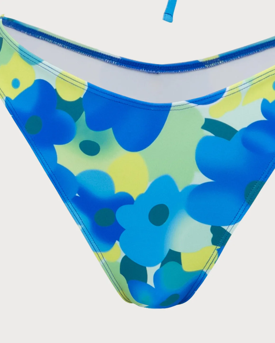 Blue Knitted Colorful Floral Bikini Set