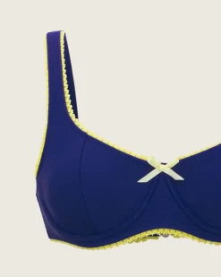 Blue Lace Contrasting Underwire Bikini Set