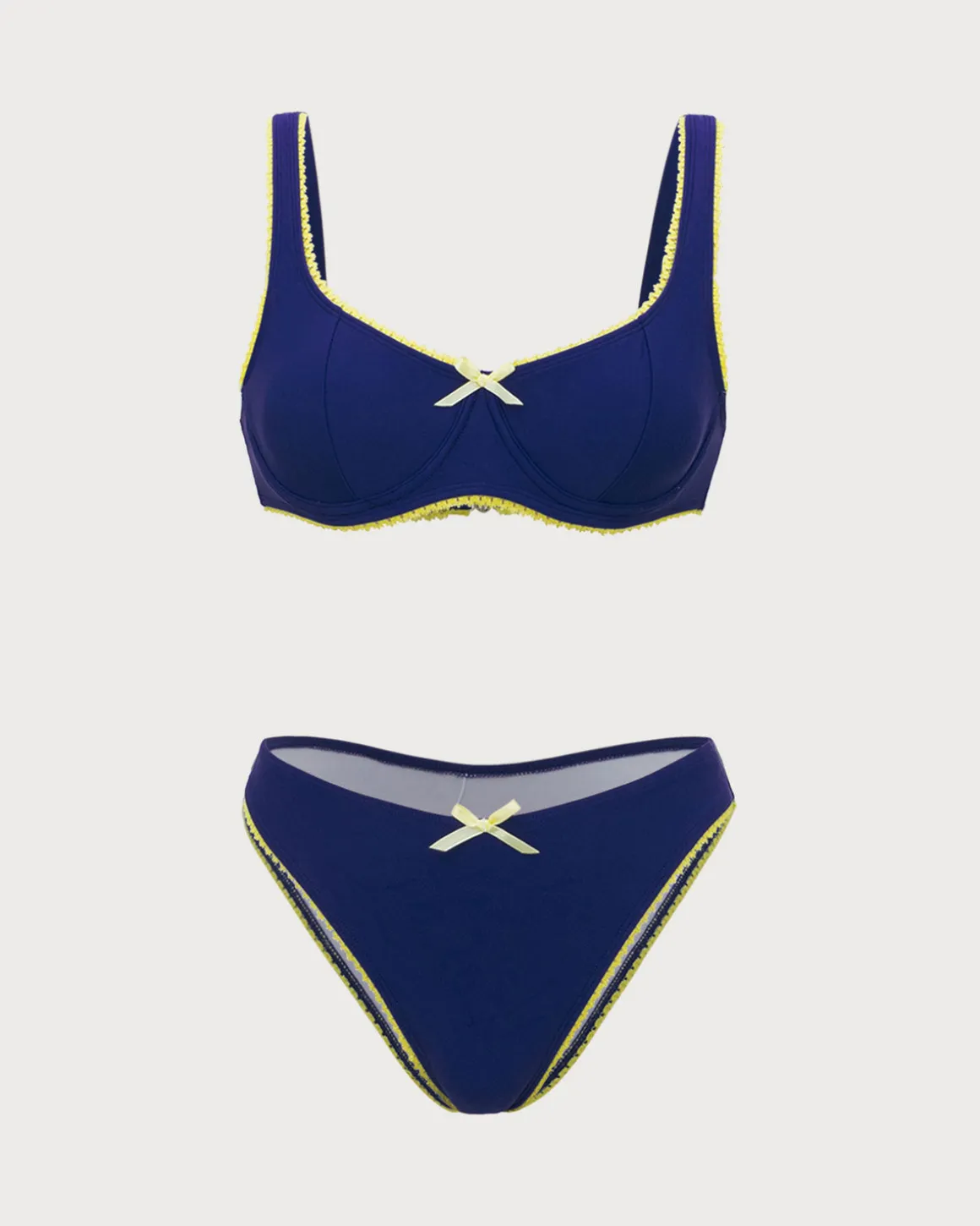 Blue Lace Contrasting Underwire Bikini Set