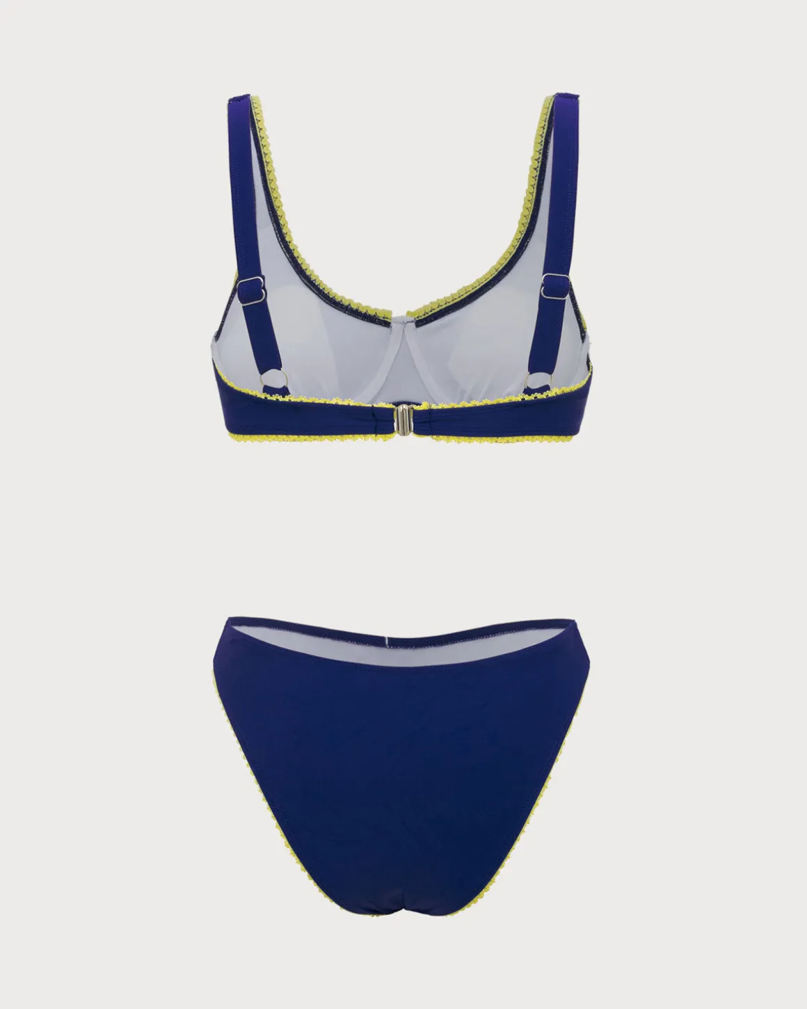 Blue Lace Contrasting Underwire Bikini Set