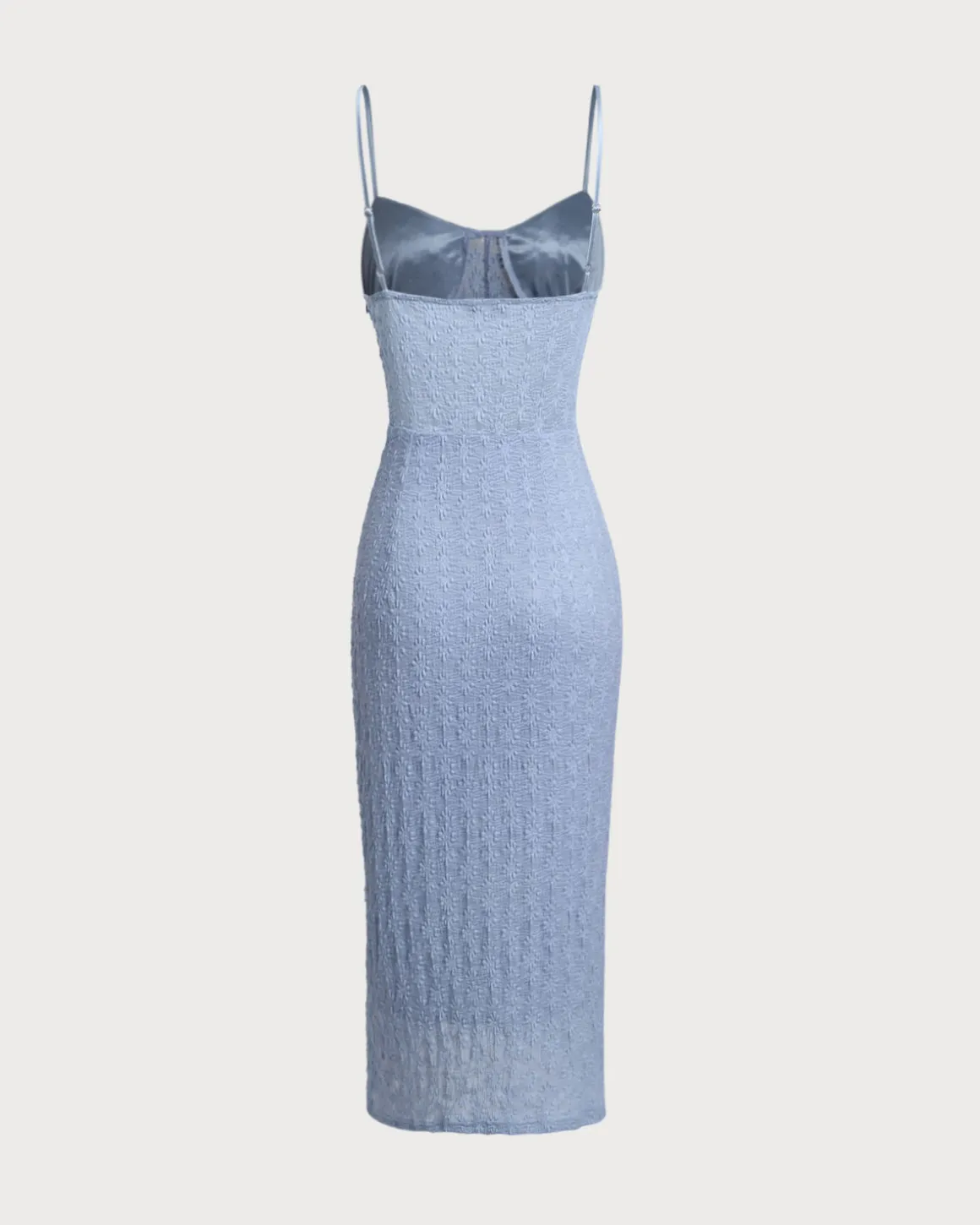 Blue Lace Slip Bodycon Midi Dress