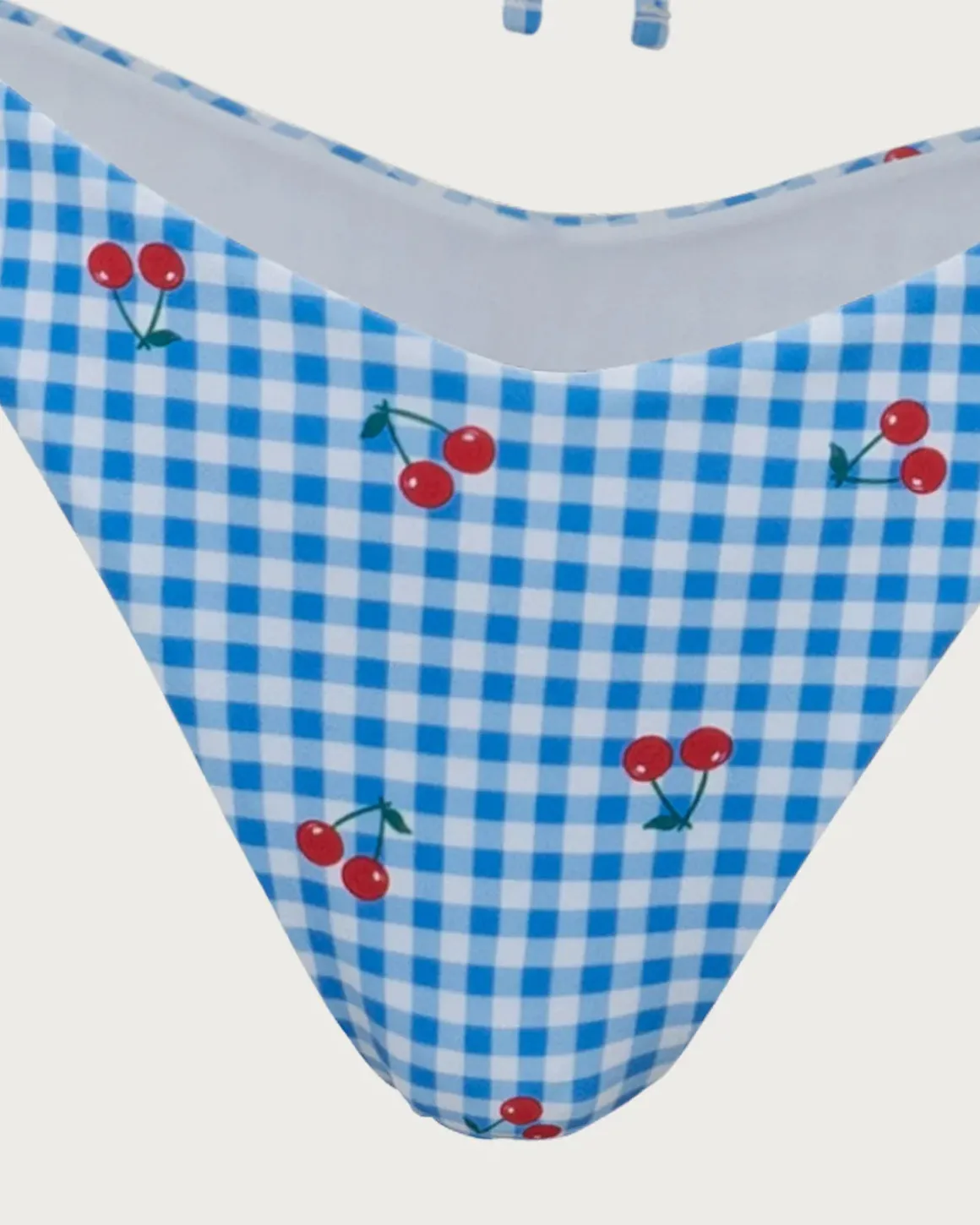 Blue Plaid Cherry Halter Bikini Set