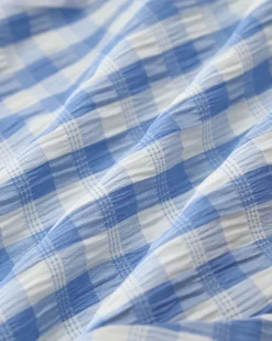 Blue Plaid Elastic Waist Midi Skirt