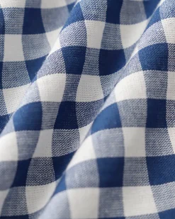 Blue Plaid Puffed Sleeve Blouse