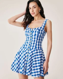 Blue Plaid Slip Mini Dress