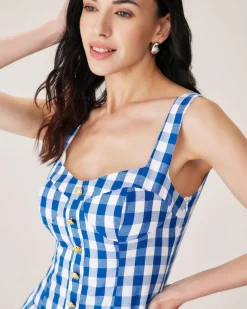 Blue Plaid Slip Mini Dress
