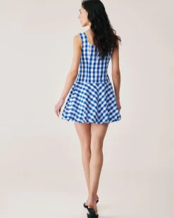 Blue Plaid Slip Mini Dress