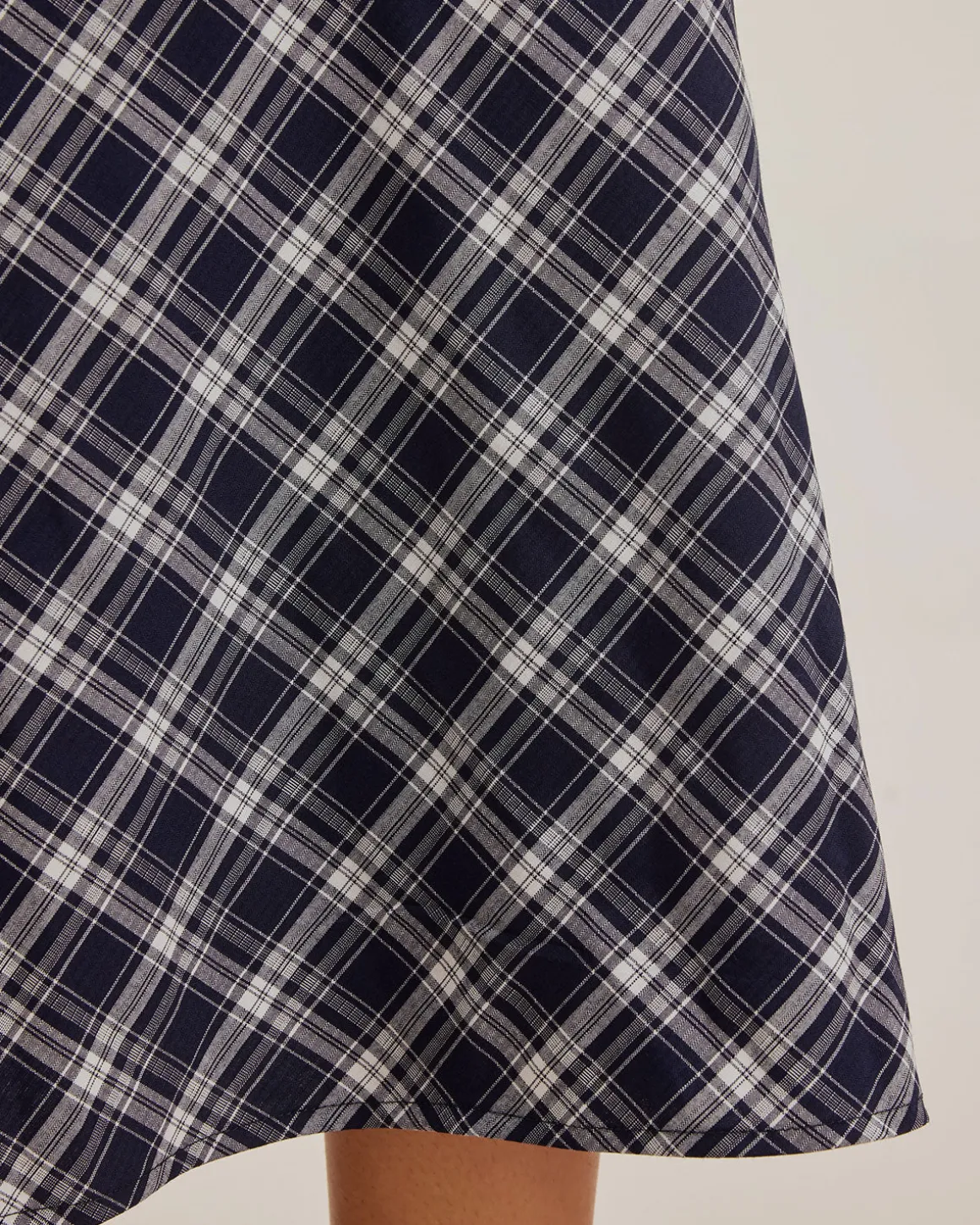 Blue Plaid V Neck Slip Maxi Dress