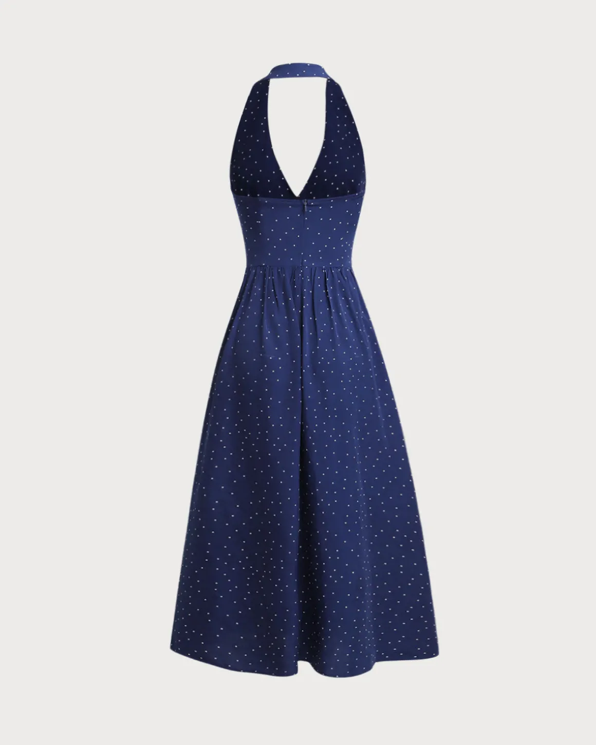 Blue Polka Dot Halter Maxi Dress