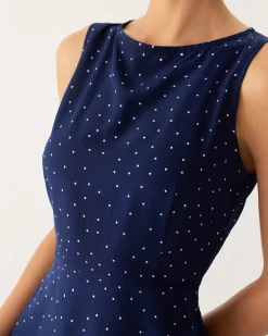 Blue Polka Dot Sleeveless Cut Out Mini Dress