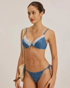 Blue Polka Dot Underwire Bikini Set