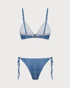 Blue Polka Dot Underwire Bikini Set