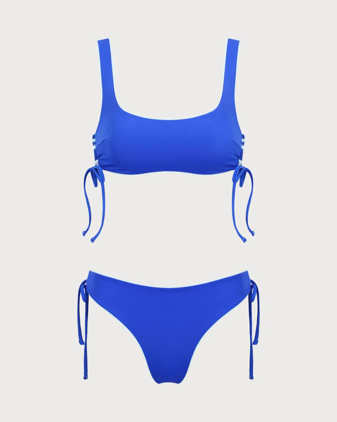 Blue Reversible Tie Bikini Set