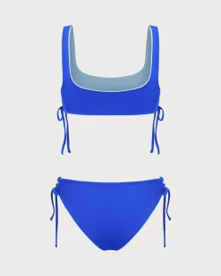 Blue Reversible Tie Bikini Set