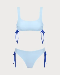 Blue Reversible Tie Bikini Set
