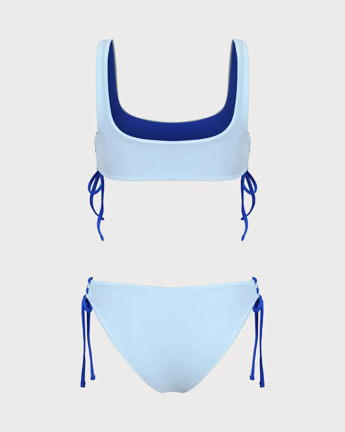 Blue Reversible Tie Bikini Set