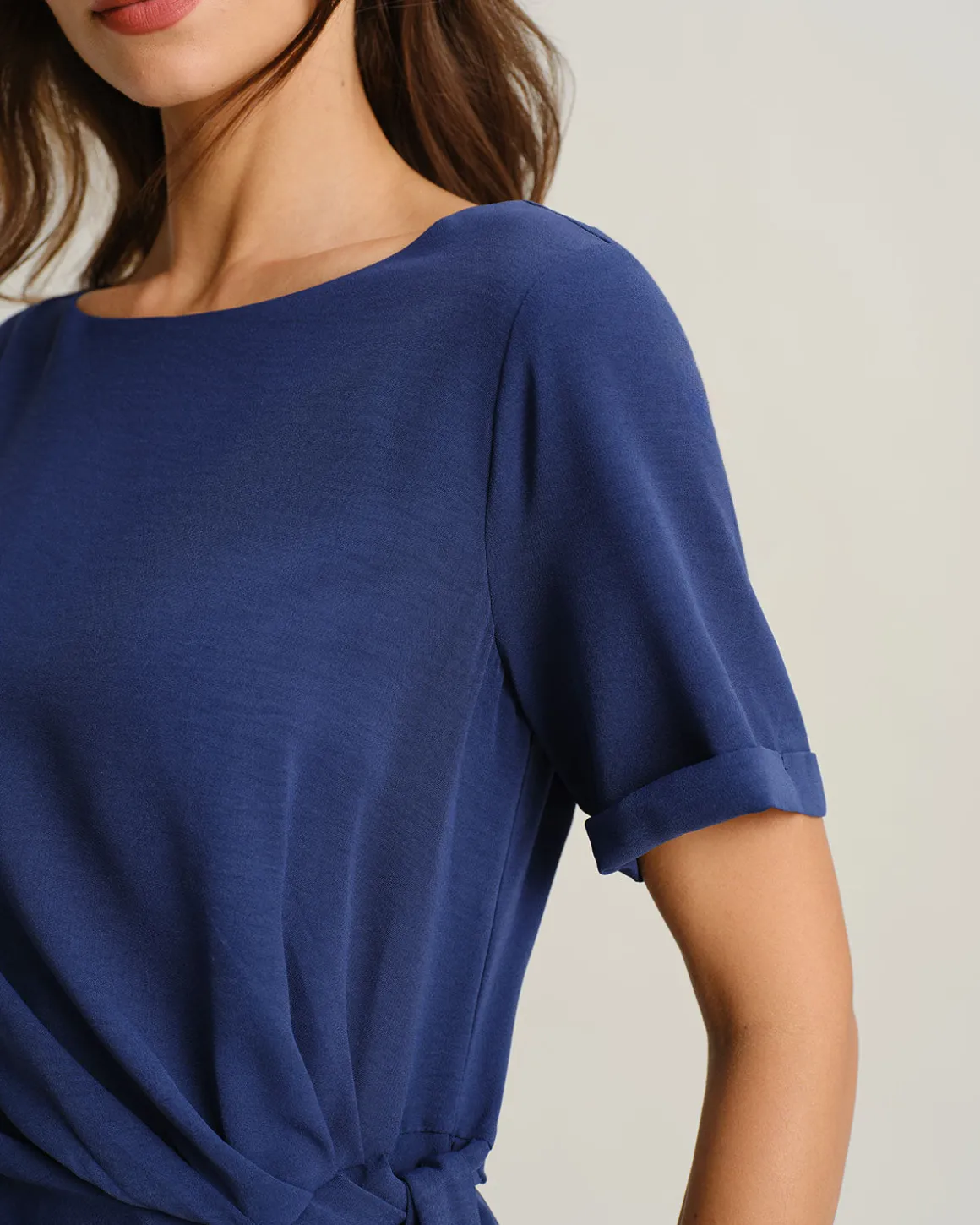 Blue Round Neck Short Sleeve Maxi Dress