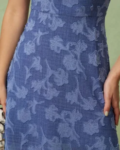 Blue Round Neck Sleeveless Mini Dress