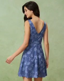 Blue Round Neck Sleeveless Mini Dress