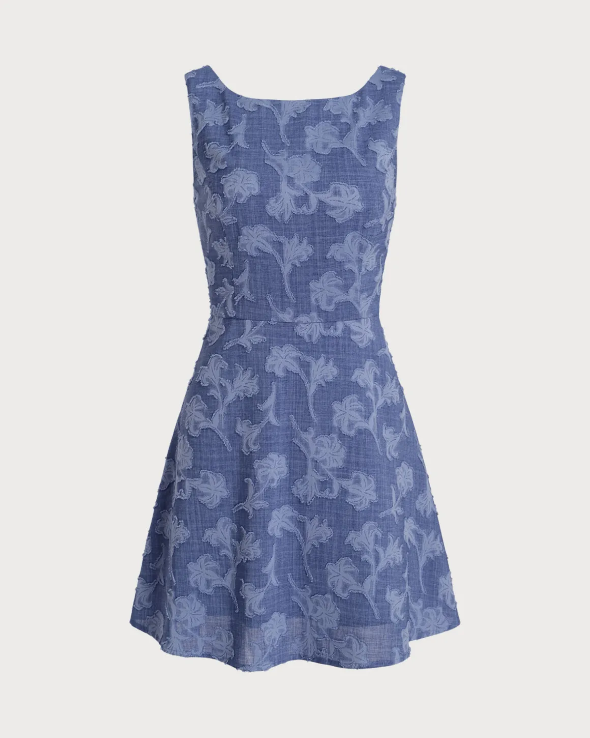 Blue Round Neck Sleeveless Mini Dress