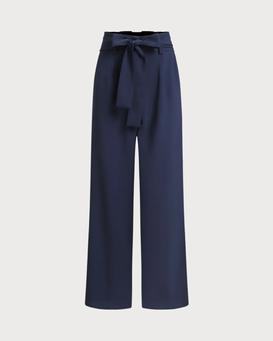 Blue Ruched Straight Pants