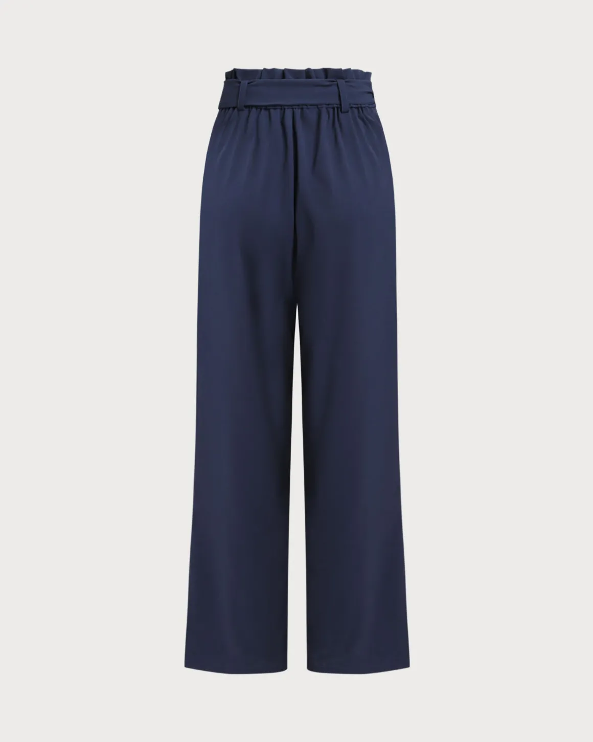 Blue Ruched Straight Pants