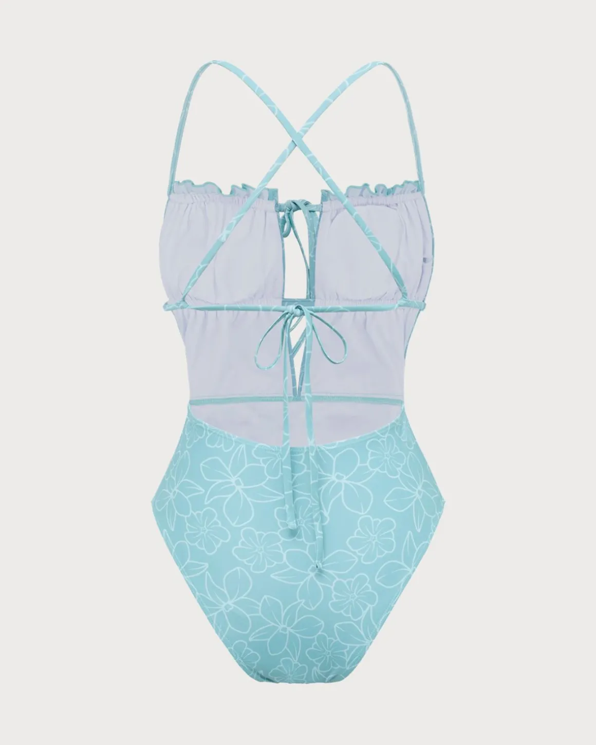 Blue Ruched Tie Front One-Piece Swimsuit