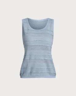 Blue Scoop Neck Crochet Tank Top